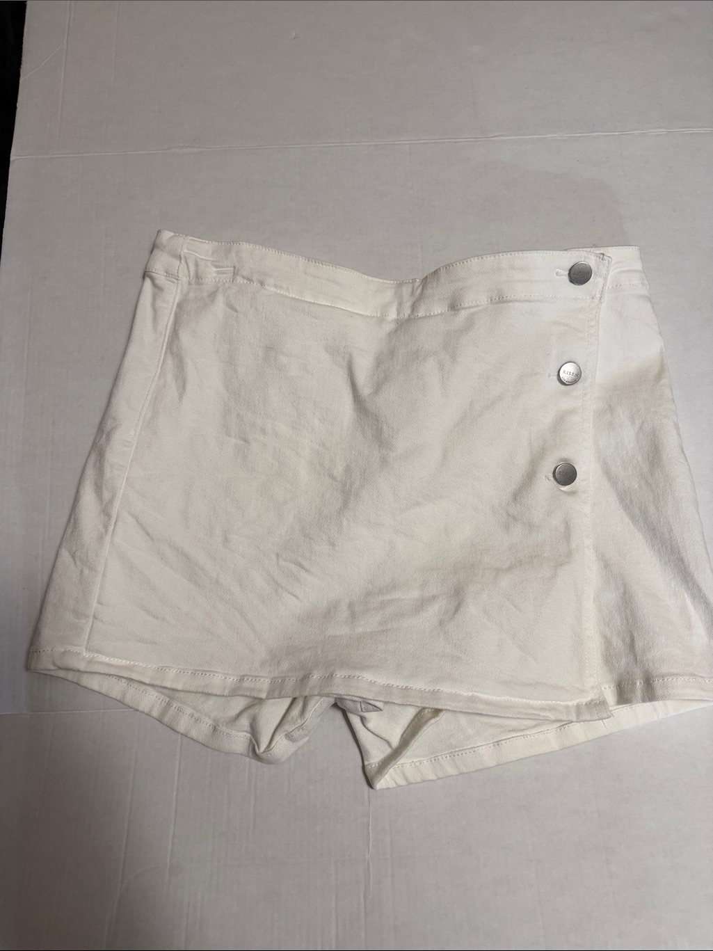 High-Rise Cream Button-Front Skort Shorts